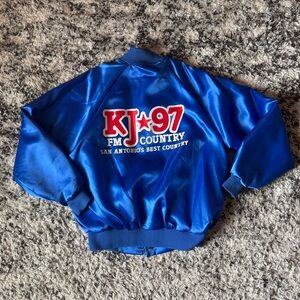 Vintage satin bomber jacket featuring the logo for KJ97 FM Country